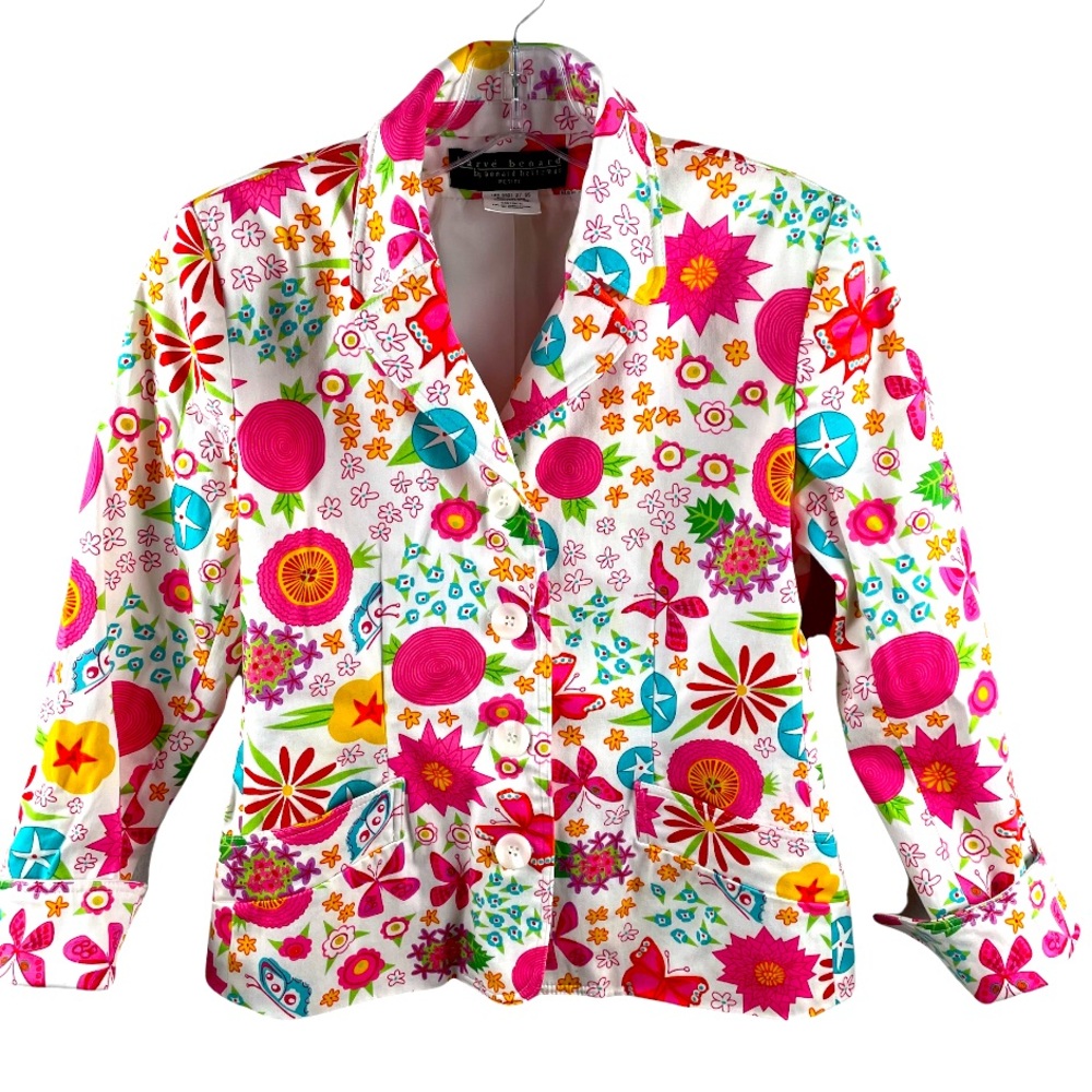 Harve Bernard by Bernard Holtzman Colorful Buttondown Lined Bolero Blazer Jacket